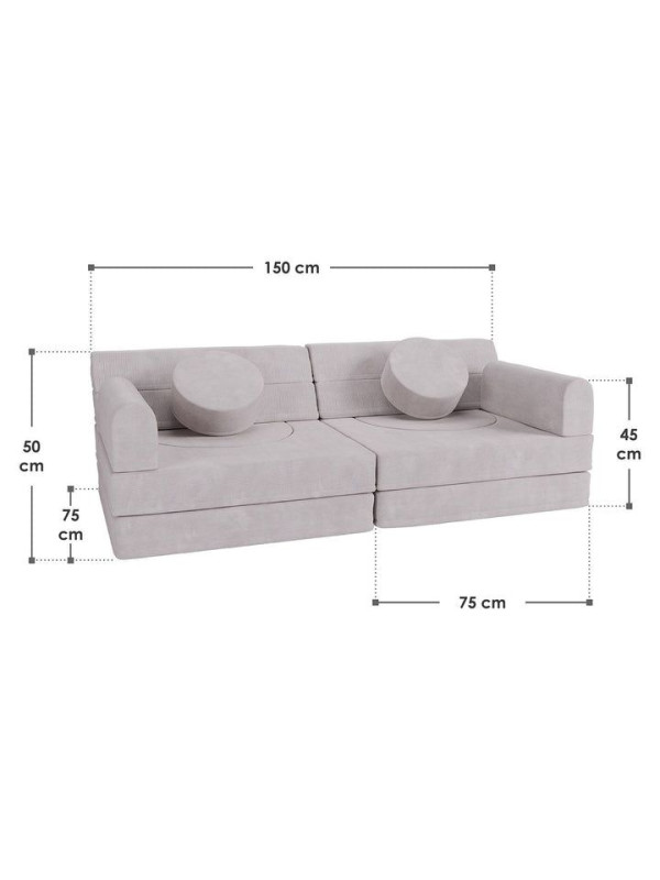 Dizajnová modulárna pohovka pre deti, 150 cm, slonovinová