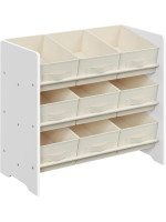 Detský organizér na hračky s 9 boxmi, biely, 62,5x29,5x60 cm