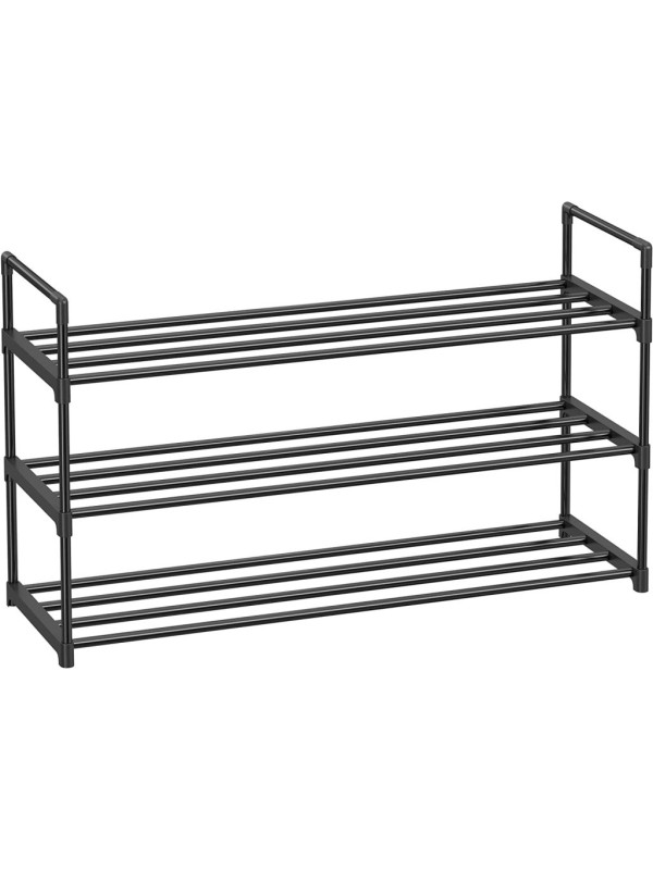 Kovový botník 3 poschodia, 92x30x54 cm, čierny