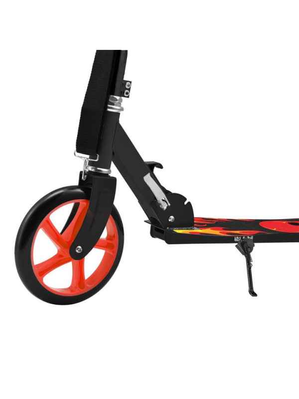 Detský kolobežka s veľkými kolesami a popruhom, čierna