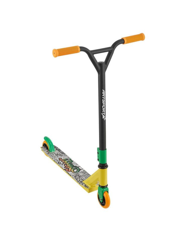 Detský freestyle kolobežka, zelená/oranžová