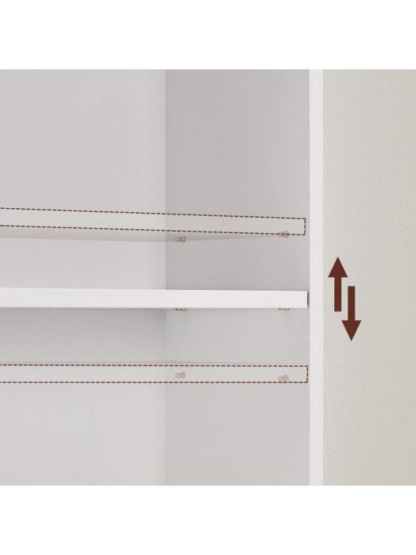 Úzka biela knižnica, 6 políc, 40 x 24 x 178,5 cm