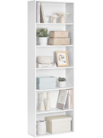 Úzka biela knižnica, 6 políc, 60 x 24 x 178,5 cm