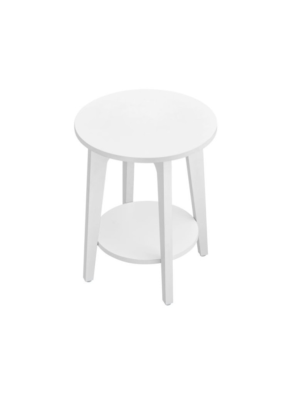 Biely okrúhly stolík s policou, 40x50 cm