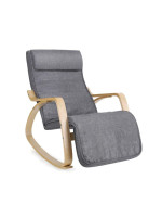 Hojdacia stolička s opierkou na nohy a vankúšom, sivá