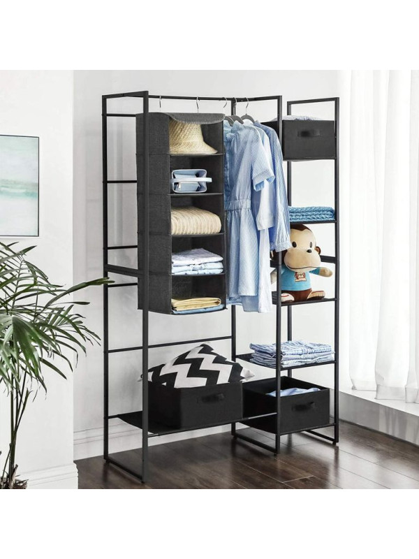 Závesný organizér do skrine 5 políc, sivý, 30x30x90 cm