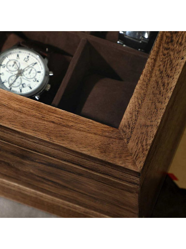 Drevená krabička na hodinky a šperky so skleneným vekom