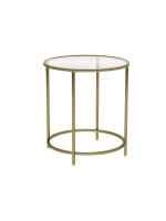 Zlatý odkladací stolík so sklenenou doskou 50x55 cm