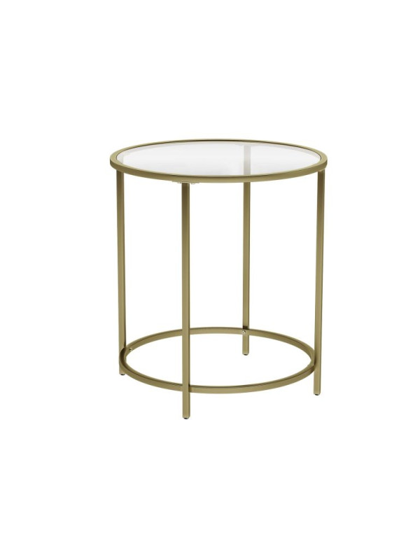 Zlatý odkladací stolík so sklenenou doskou 50x55 cm