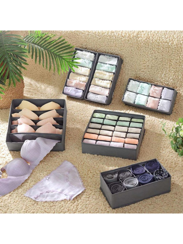 Sada 8 organizérov na spodnú bielizeň, sivá, skladateľná