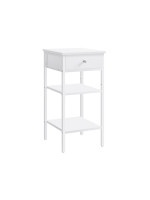 Biely nočný stolík s policami a zásuvkou, 35x35x70 cm
