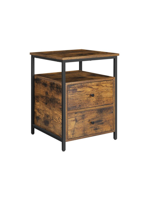 Industriálny nočný stolík s dvoma zásuvkami 45x45x60 cm