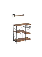 Kuchynský regál s policami, košíkom a háčikmi 90x40x132 cm