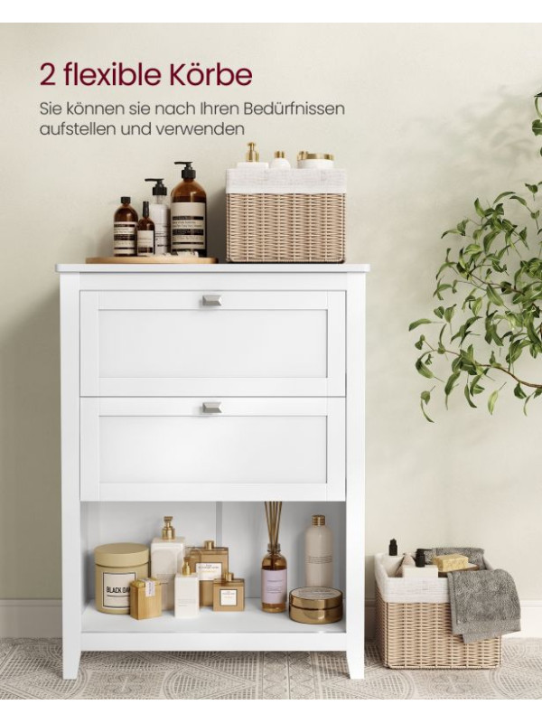 Biela kúpeľňová skrinka s košíkmi, 60 x 30 x 80 cm