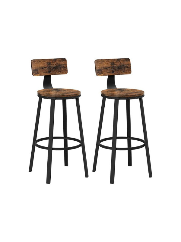 Priemyselné barové stoličky,  2 ks, rustikálna hnedá/čierna
