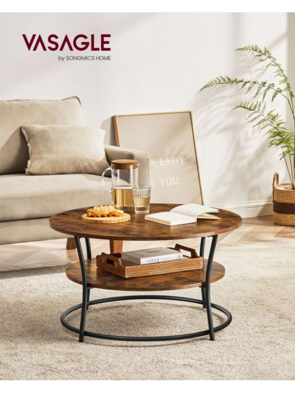 Kruhový konferenčný stolík 80 cm, rustikálna hnedá