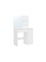 Biely toaletný stolík so zrkadlom a skrinou, 80x40x132 cm