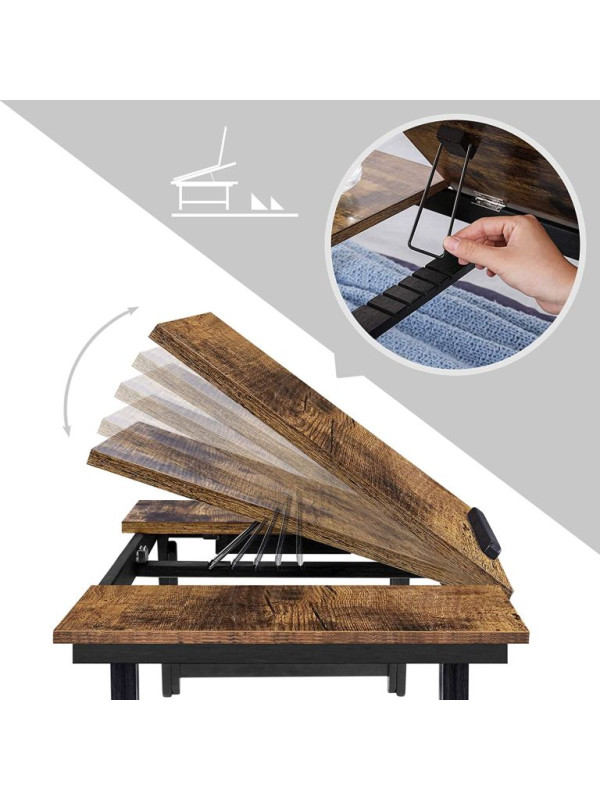 Rustikálny skladací stolík na notebook, 71 x 35 x 23 cm