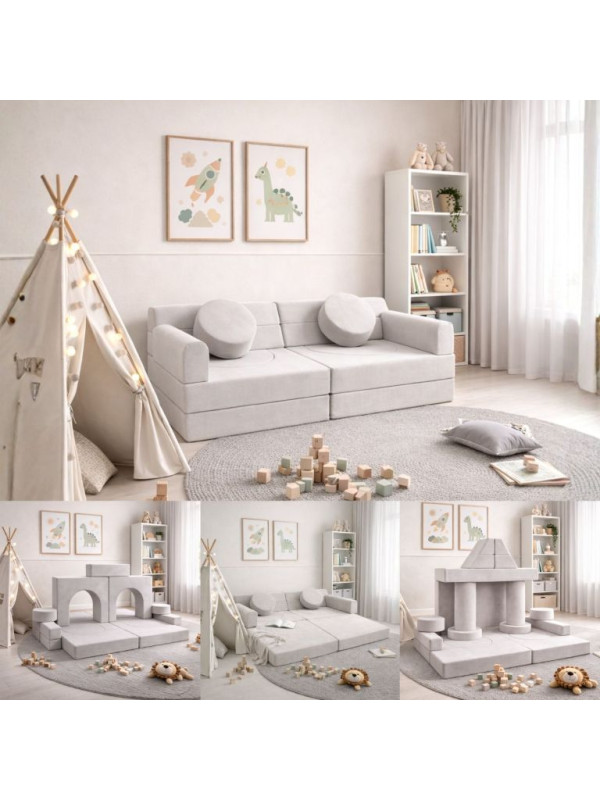 Dizajnová modulárna pohovka pre deti, 150 cm, slonovinová