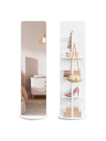 Stojacie zrkadlo s úložným priestorom, biele, 45 x 163 cm