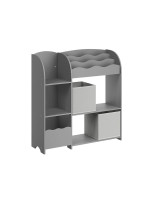 Detský regál na knihy a hračky, sivý, 93 × 100 cm