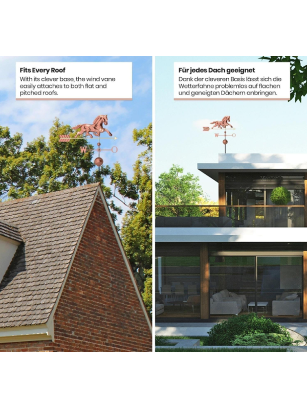 Dekoratívna medená koruhvička kôň, 118 cm