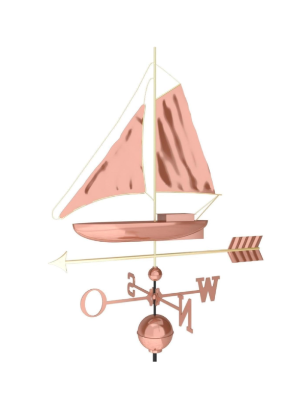 Dekoratívna medená koruhvička plachetnica, 135 cm