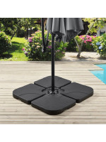 Sada 4 závaží na slnečník, čierne, plastové, 50 x 50 cm