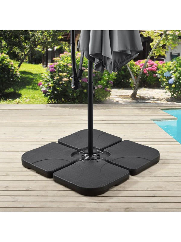 Sada 4 závaží na slnečník, čierne, plastové, 50 x 50 cm