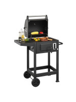 Kompaktný čierny záhradný gril s teplomerom, 86 x 104 x 52 c