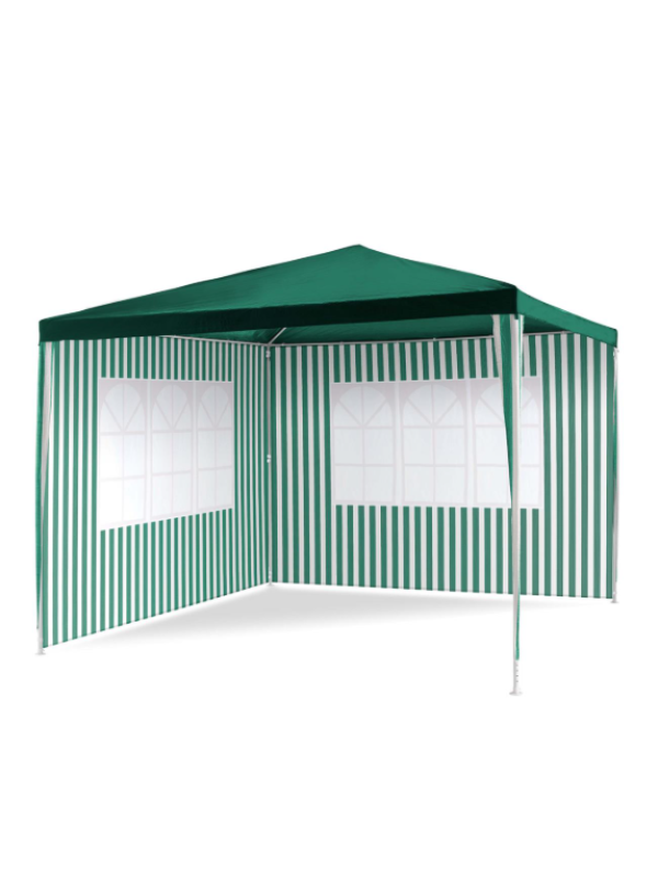 Záhradný párty stan - zelený 3 x 3 m + 2 bočné steny