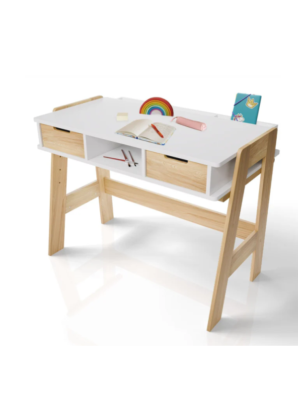 Detský rastúci stôl s úložným priestorom, biely