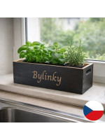 Drevený box na bylinky 34×13×11 cm, čierny, vyrobené ČR