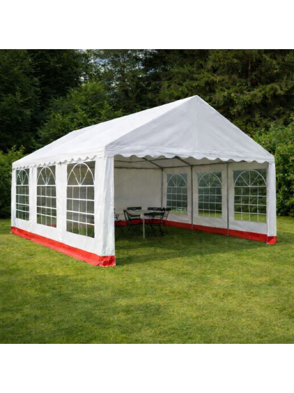 Záhradný stan - biela / červená, 4 x 6 m