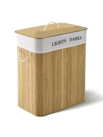 Bambusový košík na bielizeň 100 l, 2 priehradky, prírodný