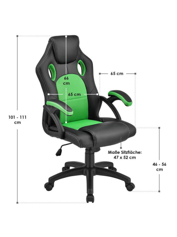 Ergonomická kancelárska stolička, čierna/zelená