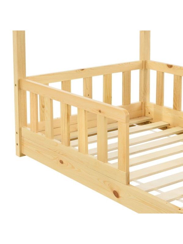 Detská posteľ 160x80 cm s bočnicou a roštom, prírodná farba