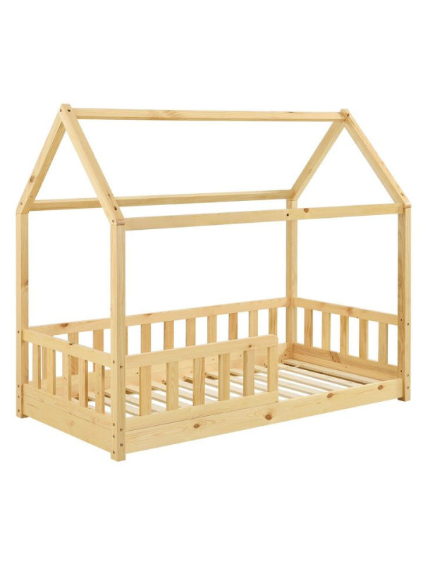Detská posteľ 160x80 cm s bočnicou a roštom, prírodná farba