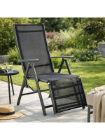 Záhradné hliníkové skladacie kreslo s podnožkou RELAX - antracit