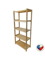 Drevený regál s 5 policami, 173 × 70 × 33 cm, borovica