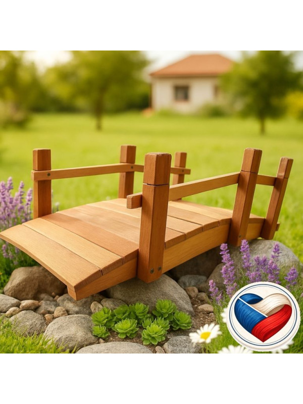 Drevený záhradný mostík, 71 cm, s náterom, česká výroba