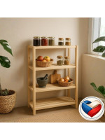 Drevený regál z borovice, 4 police, 133 x 80 x 33 cm, české