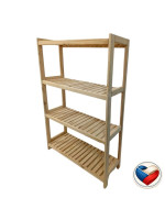 Drevený regál so 4 policami, 133 × 70 × 33 cm, borovica