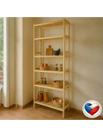 Drevený regál z borovice, 6 políc, 213 x 80 x 33 cm, český