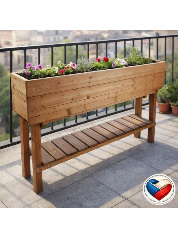 Drevený vyvýšený záhon na nožičkách s výškou 124 cm