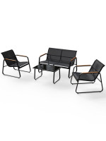 Moderný záhradný set, 2 kreslá, lavice a stôl, antracit