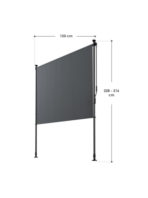Vertikálna markíza na balkón 150 x 228–316 cm, ochrana UV