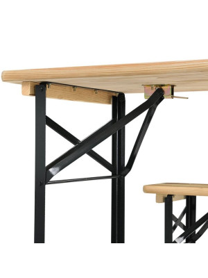 Záhradný pivný set, skladací, drevo/kov, 170 cm