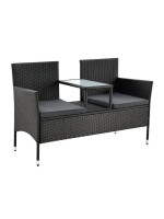 Dvojmiestna lavica z polyrotangu s odkladacím stolíkom