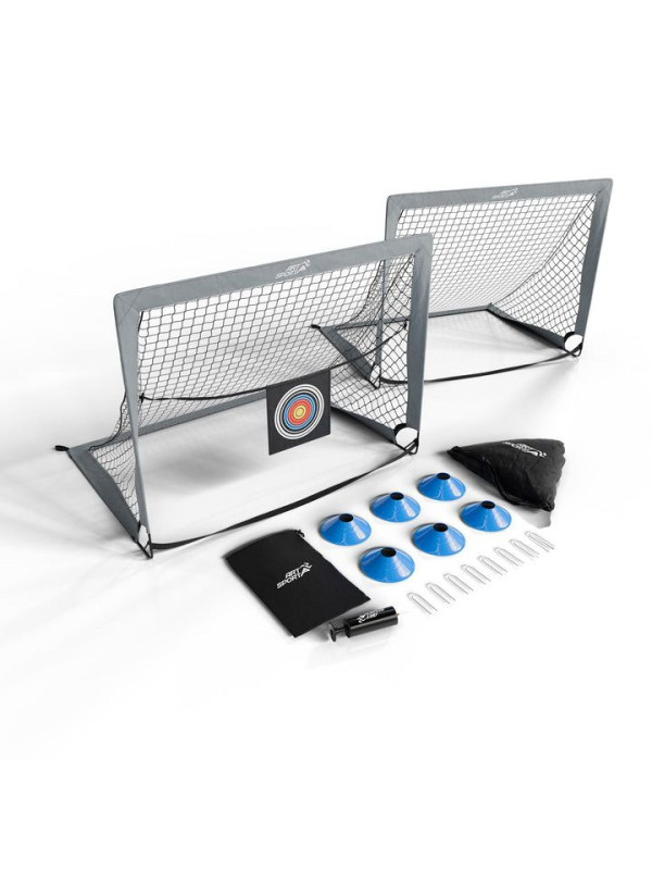 Sada 2 skladacích futbalových bránok 120 × 90 cm, sivá